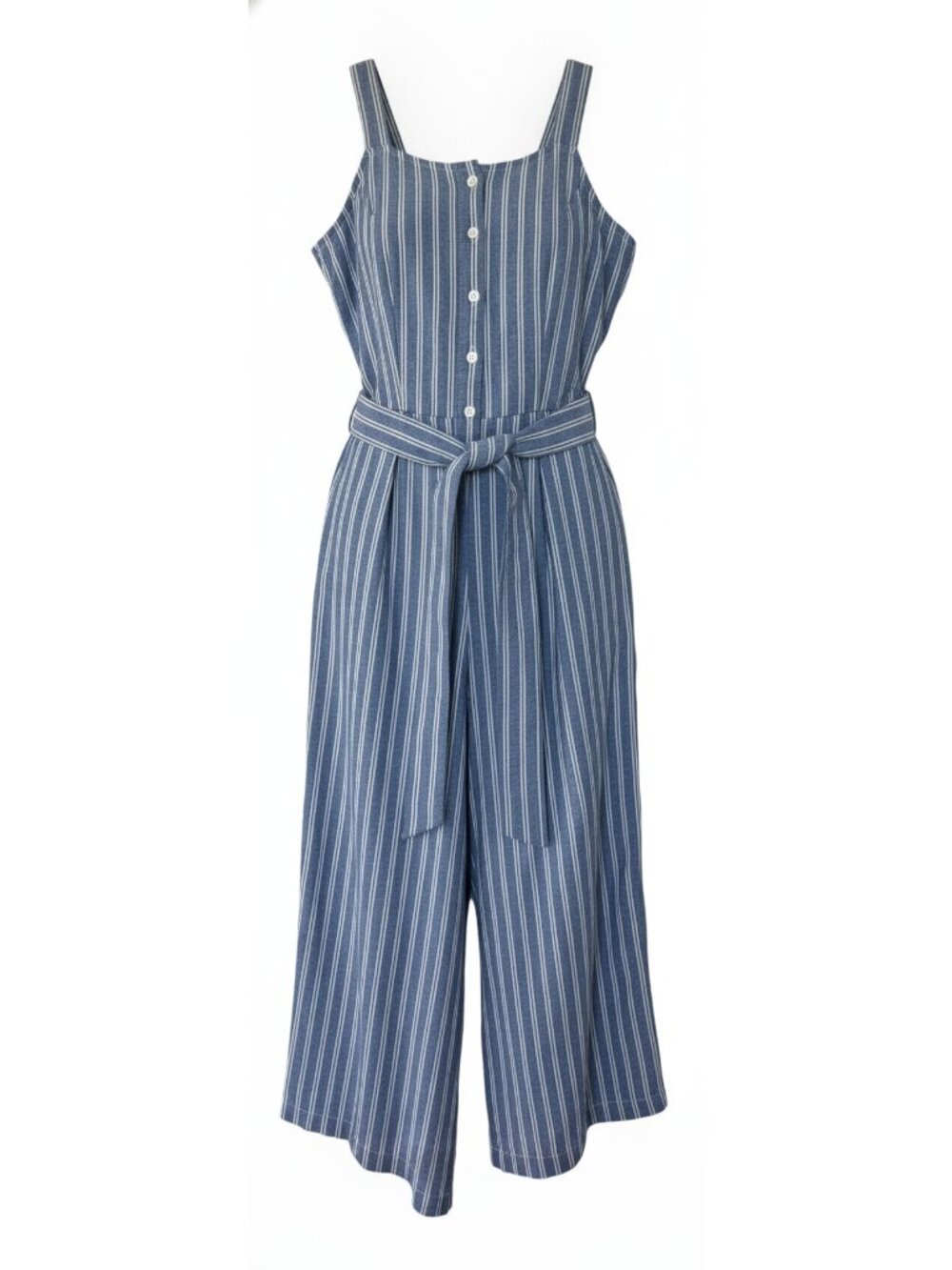 Dizzy Lizzy Dounea Smocked Back Jumpsuit Blue White Stripe S